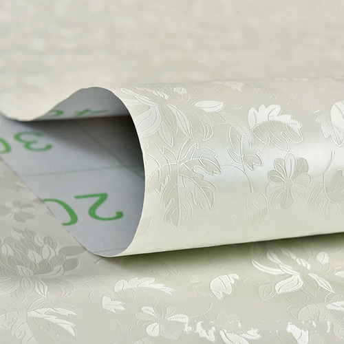 Papel Adhesivo Flores Con Relieve Hojas Blancas  Laurenti