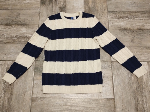 Sweater H&m Talle M Hombre Azul Y Crudo. 