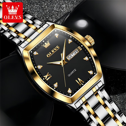 Reloj Luminoso Olevs Business Diamond Calendar Color Del Fondo Negro