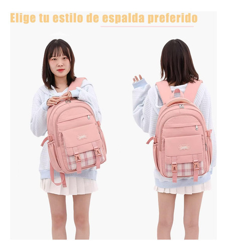 Mochilas Escolares Para Niñas De Primaria De Secundaria Gran Color Rosa Claro