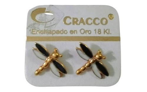 Aros Libelulas Hipoalergicos Oro Laminado 18k Calidad Cracco