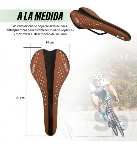 Imagen 4 de 7 de Asiento Ergonómico Para Bicicleta Vzr Cafe/negro