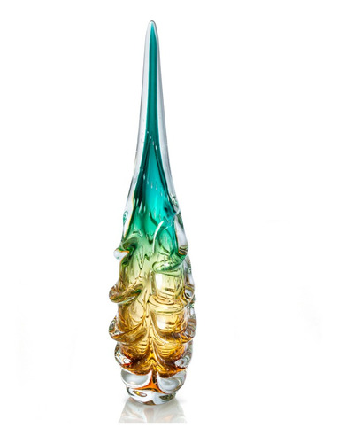 Escultura Em Cristal Murano Esmeralda E Âmbar  São Marcos