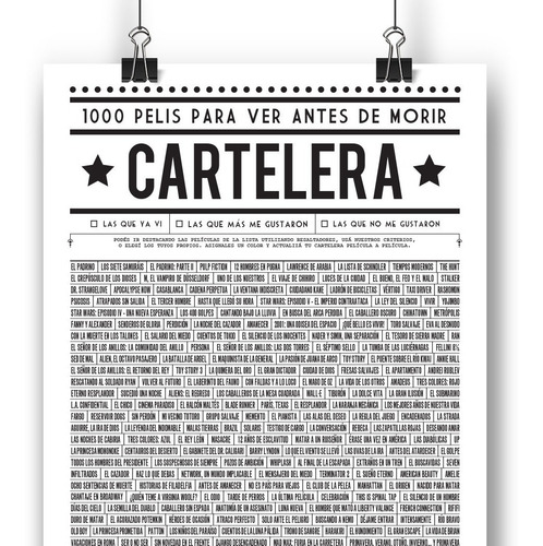 Imagen 1 de 9 de Cartelera, Poster Con 1000 Pelis Para Ver Antes De Morir!