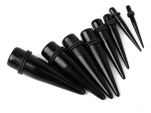 8 X Acrílico Negro Expansor De Cono Oído Estiramiento Ench