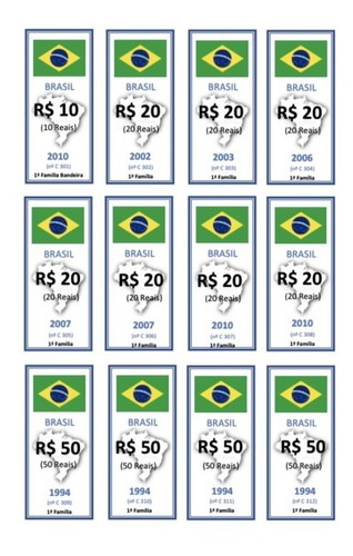 Etiquetas Cédulas Brasileiras Era Moderna Numeração Completa