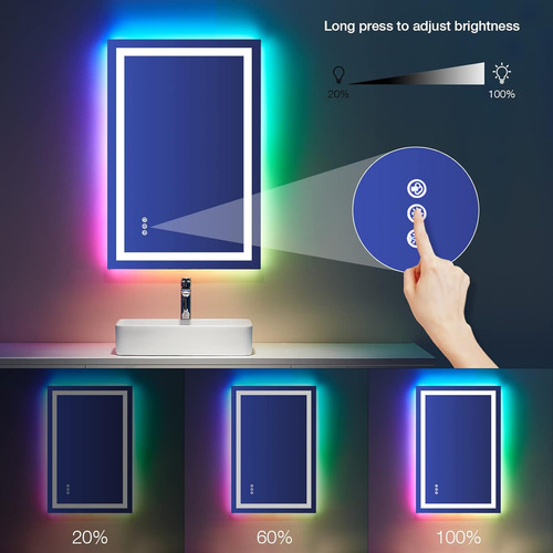 Loaao Espejo De Baño Led De 24 X 32 Pulgadas Con Luces