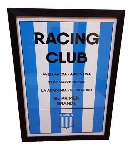 Cuadro De Fútbol Racing Club 42x30 Cm