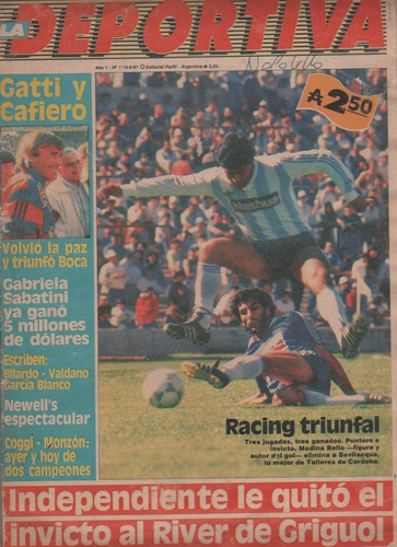 Revista * La Deportiva * N° 1 Año 1987 Racing Vs Talleres