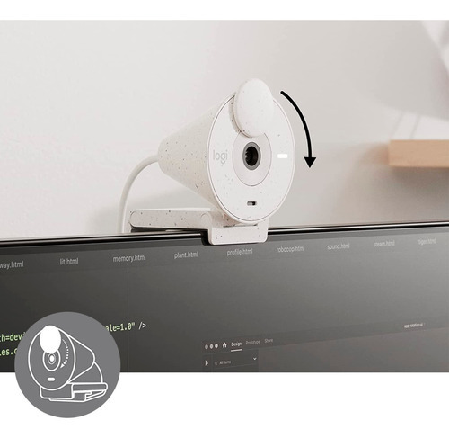 Webcam Camara Logitech Brio 300 Full Hd Con Microfono Integrado 960-001440 Color Blanco Crudo