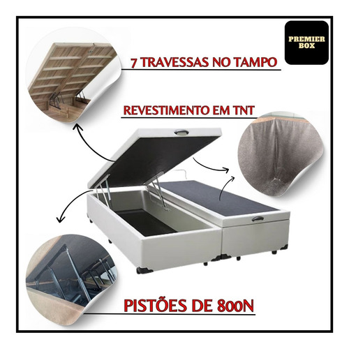 Box Baú Queen Bipartida Preto Preto