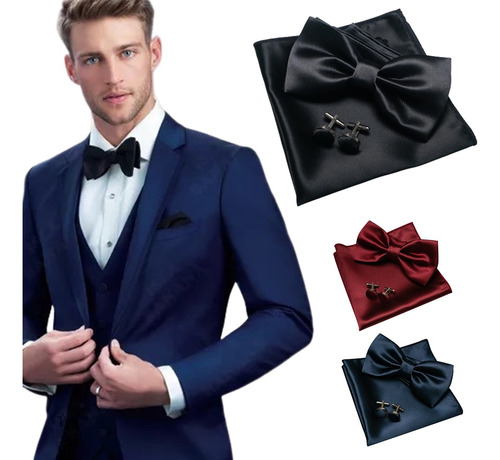 Juego De Moño  De Corbata Para Hombre Caja De Regalo 3pcs