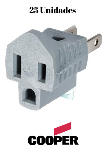 Adaptador Electrico 3 A 2 Polos Cooper Caja 25 Unidades