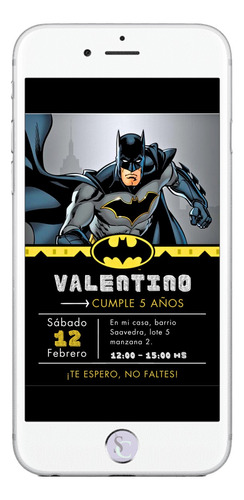 Invitación Cumpleaños Tarjeta Digital Batman 