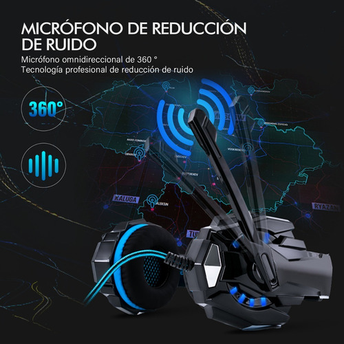 Imagen 4 de 7 de Auriculares Gamer Kotion Each G9000 C/ Micrófono Y Luces Led