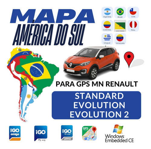 Mapa América Do Sul Gps Media Nav Renault Todas Versões