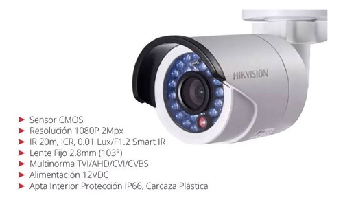 Cámara Bullet Hikvision 1080p Turbo Hd Lente 2,8mm Cuotas