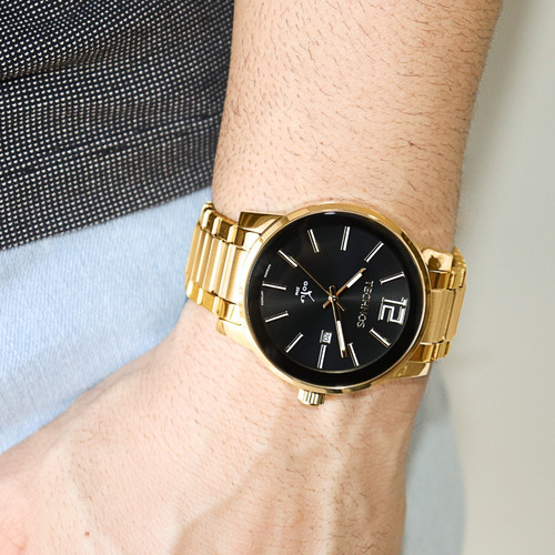 Relógio Masculino Technos Golf Dourado Redondo Ou Quadrado
