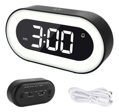 Globalstore Reloj Despertador Digital Pantalla Led Luz Doble