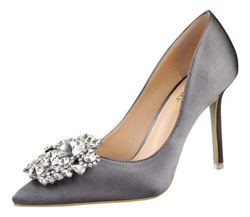 Zapatos Elegantes De Tacón Alto Con Diamantes De Imitación P