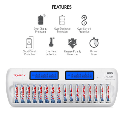 Cargador Inteligente De Batería Aa Aaa 16-bay Lcd Nimh Nicd