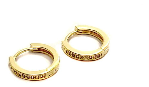 Aros Argolla Circón 13mm Enchapado Oro 18k