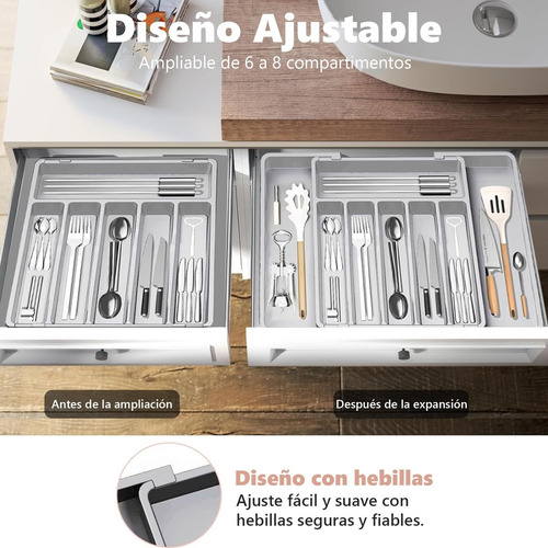 Organizador De Cubiertos, Bandeja Para Cubiertos Extensible