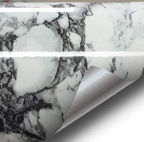 Papel Tapiz - Black Marble White Veined Gloss Vinyl Architec