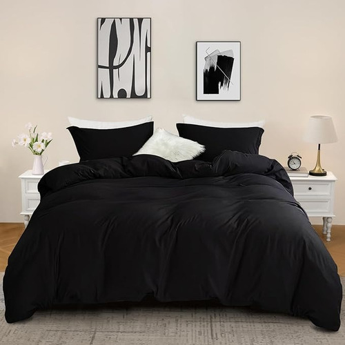 Duvet Cover Liso Microfibra Doble Color Negro