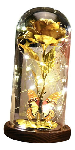 Lámpara Led De Mariposa Rosa De Cristal, Regalo De Flores,