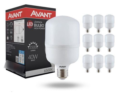 Kit 10 Lâmpadas Led Bulbo 40w Alta Potencia E27 Branco Frio Cor da luz Branco-frio 110V/220V