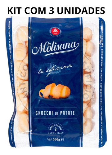 Gnocchi Batata La Molisana 500gr Nhoque Kit Com 3