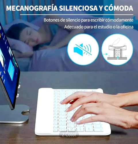 Teclado Y Mouse Inalambrico Recargable Pc Delgado Portátil Celeste Celeste