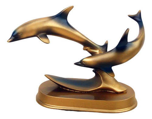 Riding Wave Dolphin Estatua Animal Estatuilla C C Oro
