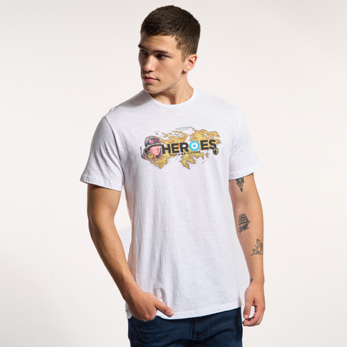 Remera Hombre Kevingston Florida Malvinas Classic Fit Blanca