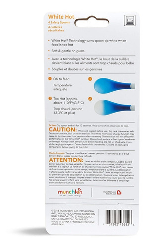 Colheres de segurança para bebês Munchkin White Tip, 4 unidades