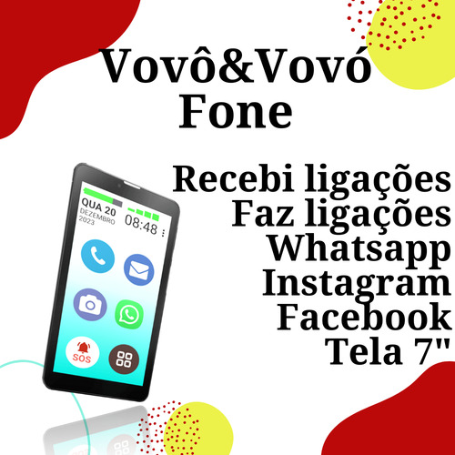 Tablet Vovô&vovófone 3g 32gb Tela 7 Faz Ligação Face Insta Preto