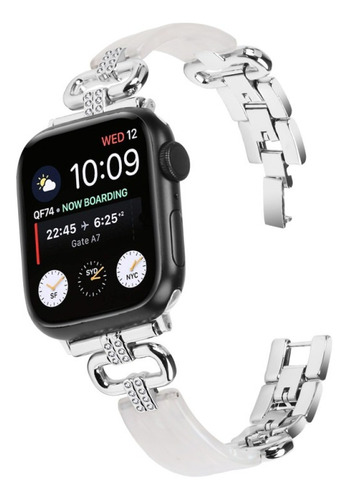 Malla Para Apple Watch Metalica Plata Y Blanco | Apta 38 Al 44