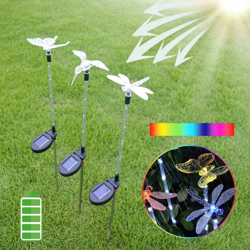 3 Unids Solar Powered Led Rgb Luz Jardín Patio Césped Pais