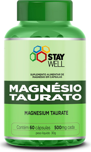 Magnésio Taurato 800mg por dose 100% Puro - Stay Well - 60 Cápsulas