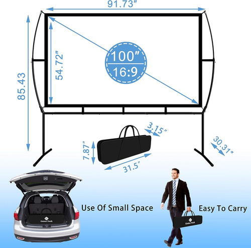 Pantalla De Proyector Con Soporte Plegable Portátil