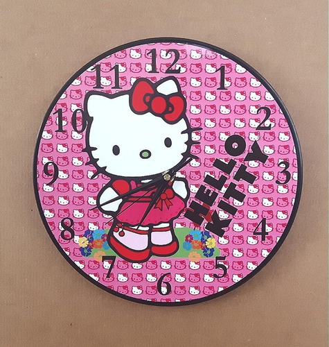 Reloj De Pared Hello Kitty Plastificado Lavable Lindo Regalo