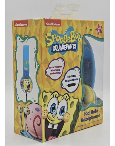 Audifonos Con Microfono Bob Esponja Para Niños *sk Color Azul