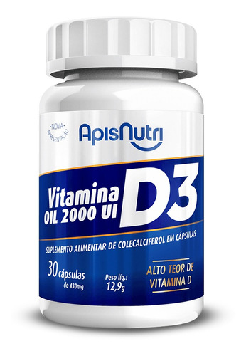 Vitamina D3 Oil 2.000 Ui Apisnutri 30 Comprimidos. Sabor Sem Sabor