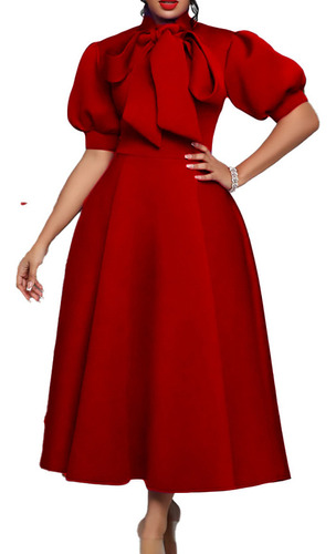 Bow Tie Socialite Solid Color Banquet Gown