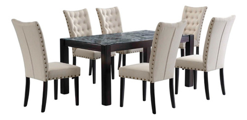 Comedor De 6 Sillas Bossa Priscillia Elegante De Madera