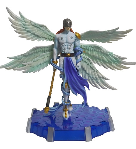 Figura Con Base Luz Led Digimon Angemon Y Angewomon 28cm