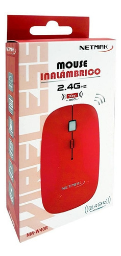 Mouse Netmak Inalambrico 2.4 Ghz -negro-azul-rojo- Aj Hogar