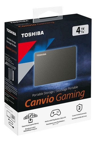 Disco Duro Externo Toshiba 4tb Serie Canvio Gaming Negro