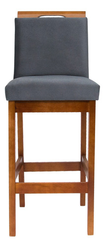 Conjunto 2 Banquetas Altas De Veludo Kit Cinza Estofada Acabamento Da Estrutura Verniz Cor Cinza-escuro